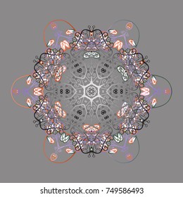 Vector illustration. Gray, neutral and white colors. Christmas pattern with snowflakes abstract background. Holiday design for Christmas and New Year fashion prints.