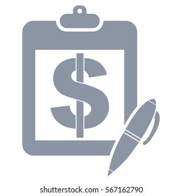 Ilustración vectorial de la almohadilla gris y la pluma con el símbolo del dólar Icono
