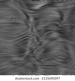 Vector Illustration of the gray pattern of lines abstract background.Vector Strips Abstract Background.Black and white wave stripe optical abstract design. Vector background. curved lines.optical art.