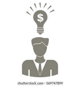 Ilustración vectorial de una persona gris con un icono de idea
