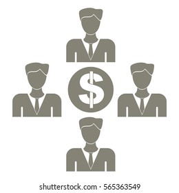 Vector Illustration of Gray Persons with Dollar symbol in center Icon
