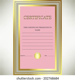 Vector illustration of Gray - pink background, certificate