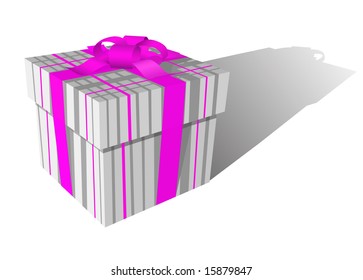 Ilustración vectorial de la caja de regalo gris y rosa aislada en fondo blanco