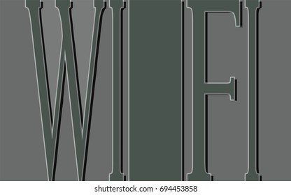 Vector illustration gray plate with a prominent relief text HI FI