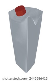 Vector illustration, gray polygonal tetrapack of milk or juice, advertising presentation show. polygonal style illustration of tetrapack of milk on a white background. Vector illustration. 3D.