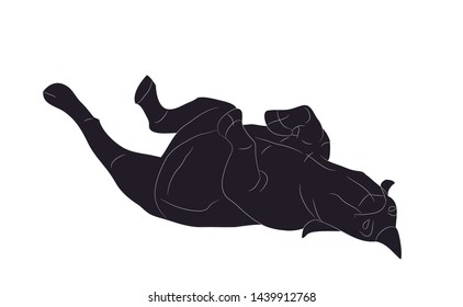 vector illustration of gray rhino, drawing silhouette, vector, white background