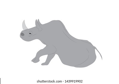 vector illustration of a gray rhino, vector, white background