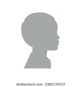 Vector illustration. Gray silhouette of a baby boy on a white background. Suitable for social media profiles, icons, screensavers and as a template.