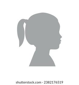 Vector illustration. Gray silhouette of a baby girl on a white background. Suitable for social media profiles, icons, screensavers and as a template.