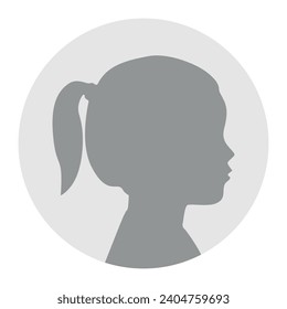 Vector illustration. Gray silhouette of a girl on a white background. Suitable for social media profiles, icons, screensavers and as a template.