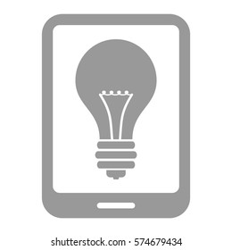 Vector Illustration of Gray Smart Phone Bulb Icon
