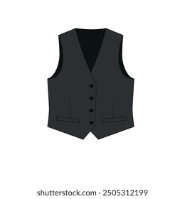 Vector illustration of a gray suit vest with 4 buttons. Sketch of a basic vest on a white background.