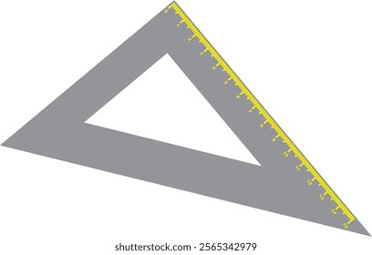 vector illustration of a gray triangular ruler with a length of 15 cm