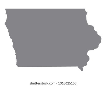 Vector illustration of the gray USA state map of Iowa