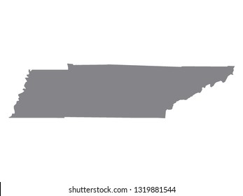 Vector illustration of the gray USA state map of Tennessee