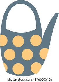 Vector illustration of a gray watering can with yellow dots.