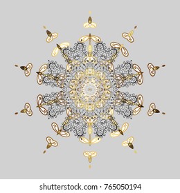 Vector illustration. Gray, white and brown colors. Christmas pattern with snowflakes abstract background. Holiday design for Christmas and New Year fashion prints.