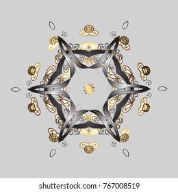 Vector illustration with gray, white and brown isolated snowflake. Isolated watercolor snowflakes on gray, white and brown colors. Beautiful decoration. Symbol of winter.