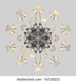 Vector illustration. Gray, white and brown snowflakes. Holiday design for Christmas and New Year fashion prints. Christmas pattern with snowflakes abstract background.