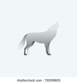 Vector illustration of gray wolf. Isolated on gray background. Side view.