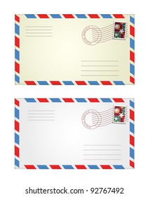 vector illustration of gray and yellow envelopes