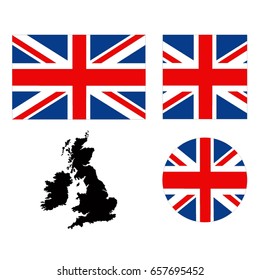 vector illustration of Great Britain flag and map