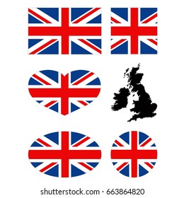 vector illustration of Great Britain flag and map