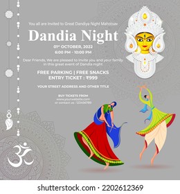 ilustración vectorial para el gran festival dandiya night Indian, volante de noche garba, cartel, tarjeta de invitación.