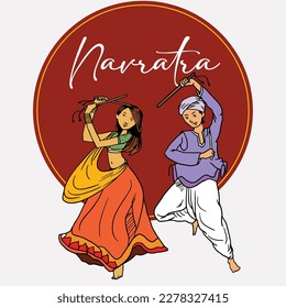 vector illustration for great dandiya night Indian festival, garba night flyer, poster banner, invitation card.