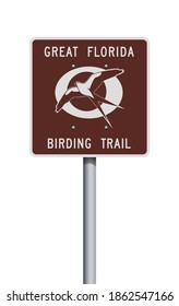 Vector Illustration Of The Great Florida Birding Trail Brown Road Sign