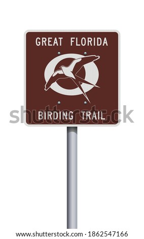 Vector illustration of the Great Florida Birding Trail brown road sign