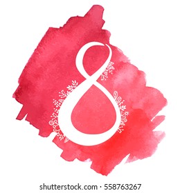 Vector illustration of a great gift card for March 8, red spot