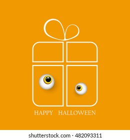 Vector illustration of a Great Halloween gift with kind eyes monster