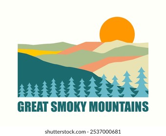 Vector illustration of The Great Smoky National Park flat design