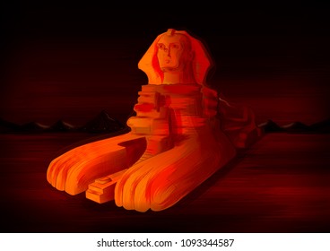 vector illustration of The Great Sphinx world famous historical monument of Giza, Egypt