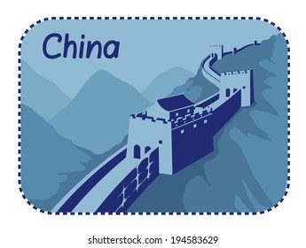 Vector illustration with Great Wall of China