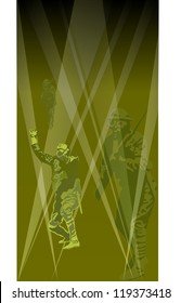 Vector illustration of Great War soldiers caught in a gas attack