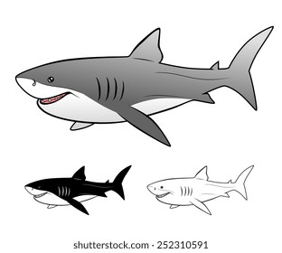 Vector illustration of Great white shark isolated.