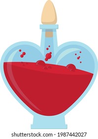 Vector illustration of greater, heart shaped vial with red, bubbly liquid inside - Potion of lesser healing - no embellishments