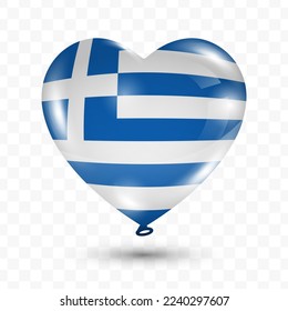 Vector illustration of a Greece country love balloon on transparent background (PNG). Flying love balloons for Independence Day celebration.