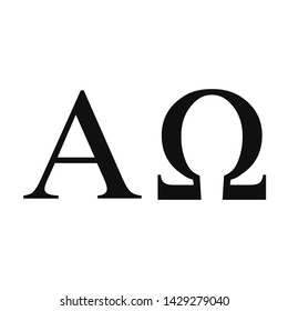 Vector illustration of the greek Alpha and Omega letters. Black icons isolated on white background