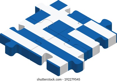 Vector illustration of Greek Flag in puzzle isolated on white background