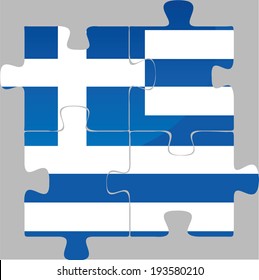 Vector illustration of Greek Flag in puzzle isolated on white background
