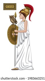 Vector illustration of Greek Goddess Athena