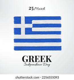 Ilustración vectorial del Día de la Independencia Griega. Cartel de la celebración. Bandera de Grecia
