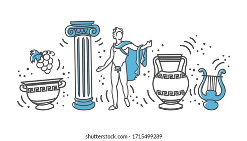 Vector illustration Greek landmarks