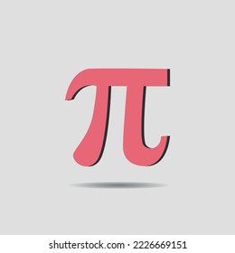 Vector illustration of greek letter pi in pink color, exact sciences, mathematical symbols, education.