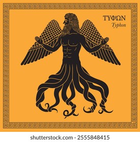 Vector illustration of a Greek mythological monster Typhon