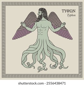 Vector illustration of a Greek mythological monster Typhon