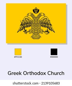 Vector Illustration of Greek Orthodox Church flag isolated on light blue background. Illustration Greek Orthodox Church flag with Color Codes. As close as possible to the original. vector eps10.